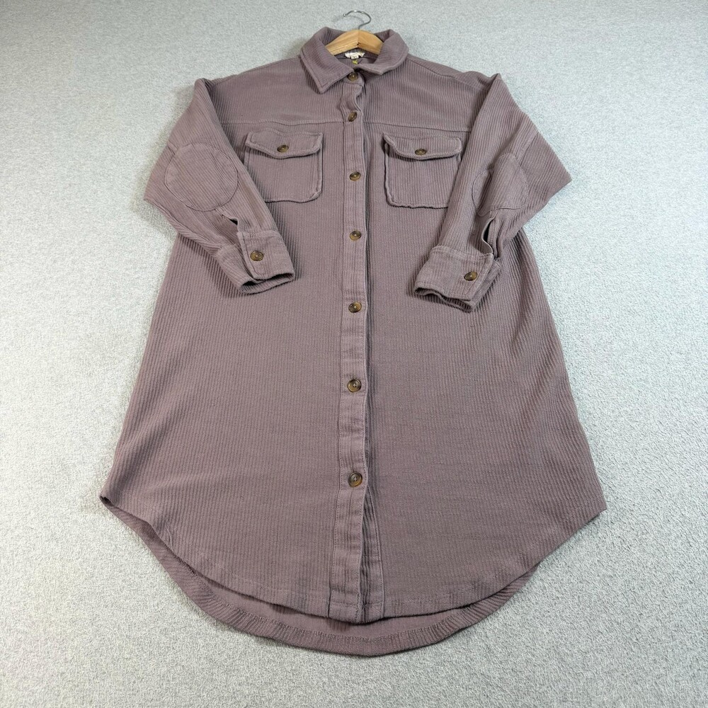 Pilcro Shirt Dress Womens Small Purple Corduroy Collared Button Shacket Jacket